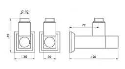 Набір кутових кранів Solomon LUX 8888-CUBE 1/2" з американкою Chrome 30412 - мініатюра 7