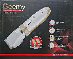 Машинка для стрижки з двома акумуляторами Geemy GM-6001 триммер з насадками кераміко-титанієві ножі - мініатюра 9