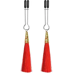 Затискачі для сосків з пензликами Lovetoy Glamor Tassel Nipple Clamp 14 см червоний