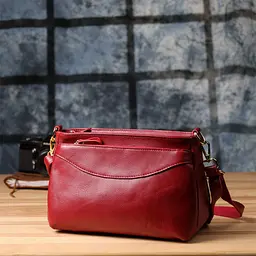 Елегантна сумка жіноча з твердим дном з натуральної шкіри Vintage 22982 червона - мініатюра 9