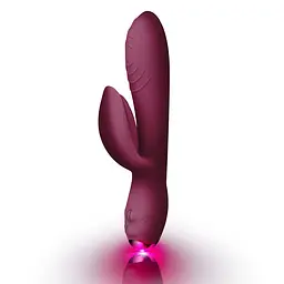 Вібратор-кролик Rocks-Off Every Girl Burgundy, два мотори, різноколірне LED-підсвічування, потужний - мініатюра 2