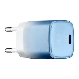 Адаптер зарядний - блок живлення Hoco C101A single port PD20W charger біло-синій