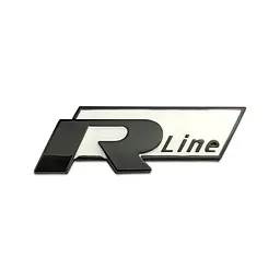 Емблема напис Rline для Volkswagen білий+чорний 78х26 метал (на скотчі)