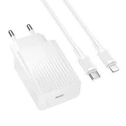 Мережевий зарядний пристрійз кабелем BOROFONE BAS75A Source single port PD30W charger set (C to iP) (EU) Білий
