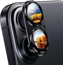 Захисне скло DK для Apple iPhone 16 на камеру CD Metal Armor 021404 black 2 шт. - мініатюра 3
