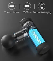 Масажний пістолет з кейсом Booster Mini X 2500mAh 6 насадок Чорний (2430308397) - мініатюра 4