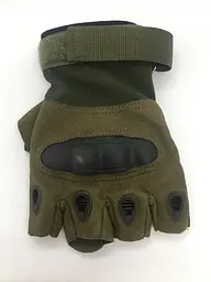 Мото рукавички без пальців Combat на спортивній липучці (Оливка) M - мініатюра 6
