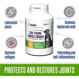 Вітамінно-мінеральна добавка Gigi Max Strong Joints & Bones для зміцнення та відновлення суглобів у собак 90 таблеток (GIG43089) - мініатюра 2