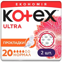 Гігієнічні прокладки Kotex Ultra Dry Normal Duo 40 шт. (2 п. x 20 шт.)
