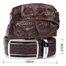 Ремінь-автомат з натуральної шкіри крокодила (каймана) коричневий CROCODILE LEATHER 18235 120 см - мініатюра 5