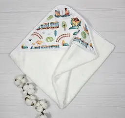 Дитячий рушничок-куточок 80х80 a.l.babybox Потяг Білий - мініатюра 2
