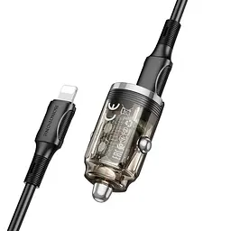 АЗП Borofone BZ29A Talented PD36W+QC3.0 (1C1A) + Type-C to Lightning Transparent black - мініатюра 3