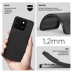 Чехол-накладка для смартфона ZTE Blade A55 4G/A35 4G, противоударный, силиконовый, термополиуретановый (ТПУ), с защитой камеры и корпуса, черный, защита всего корпуса, ArmorStandart (ARM81528) - мініатюра 3