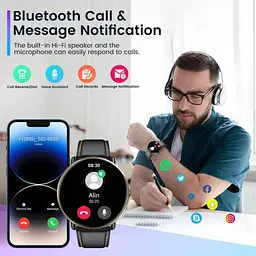Розумний годинник для чоловіків і жінок з Bluetooth-дзвінком: 1.43" AMOLED-екран сумісний з Android - мініатюра 2