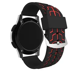 Силіконовий ремінець Primo Splint для годинника Samsung Gear S3 Classic SM-R770/Frontier RM-760 Black Red - мініатюра 2