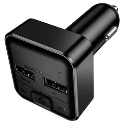 АЗП FM модулятор Borofone BC63 Selecto QC3.0 (2USB-A) Black - мініатюра 3