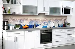Вініловий кухонний фартух Засніжені Гори наклейка для кухні Природа Блакитний 60х200 см Happy Pocket Z181452 - мініатюра 5