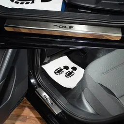 Накладки на пороги для Volkswagen Golf VII E-Golf 2012-2020 Нержавіюча сталь із загином та Логотипом 4 шт (Premium P-VW38) - мініатюра 3