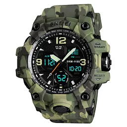 Наручний годинник чоловічий Skmei 1155 Green Camo, 1155BCMGN (12281) - мініатюра 3