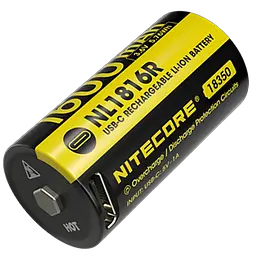 Акумулятор 18350 Nitecore NL1816R 1600mAh із USB-C зарядкою (Чорно-жовтий)