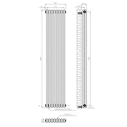 Вертикальний радіатор Navin Calidum 2-8 380x1800, anticor, білий 10-012033-4880, Білий - мініатюра 7