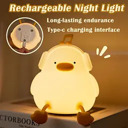 Crtivetoys Enjoy Duck Night Light для спальні, силіконова настільна лампа для дитячої кімнати з регульованою яскравістю, світлодіо - мініатюра 3