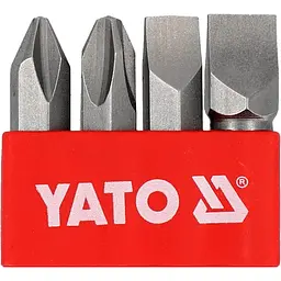 Викруткові вставки ударні Yato хрест і плаский шліци PH2/3 і S8/10х36 мм HEX Ø= 5/16 4 шт. (YT-2812)