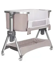 Дитяче ліжечко Carrello Aria CRL16402 Cream Beige приставне з люлькою кошиком 4 колеса метал каркас - мініатюра 2