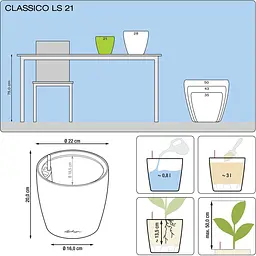 Вазон Lechuza Classico Premium LS 21 срібний (16028) - мініатюра 5