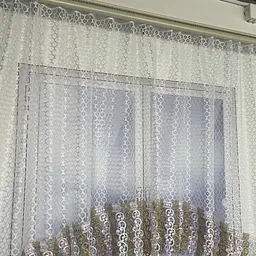 Тюль арка біла з кавово-білим макраме 1,7м на 3м на тасьмі ALBO pbe0052802 - мініатюра 5
