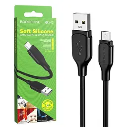 Кабель BOROFONE BX42 USB to Type-C 3A, 1m, silicone, TPE connectors, чорний - мініатюра 2