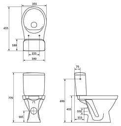 Унітаз-компакт Cersanit Cersania II 699 SimpleOn 010 3/6 л з дюропластовим сидінням Slim SoftClose+QuickRelease 30412 - мініатюра 4