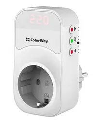 Реле напруги DS1, White, 1 розетка (220 В / 50 Гц), до 16 A / 3520 Вт ColorWay teh0019920