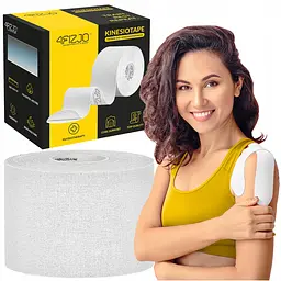 Стрічка кінезіологічна (кінезіо тейп) 4FIZJO 5 см x 5 м 4FJ0544 White (P-5907739318831) - мініатюра 1