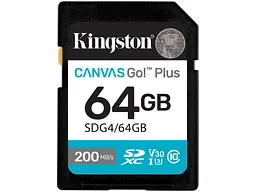 Карта пам'яті Kingston Canvas Go! Plus SDXC UHS-I U3 V30 Class 10 64 GB (SDG4/64GB)