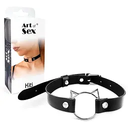 Чокер на шию Art of Sex - Kiti Киця з натуральної шкіри, колір Чорний - мініатюра 3