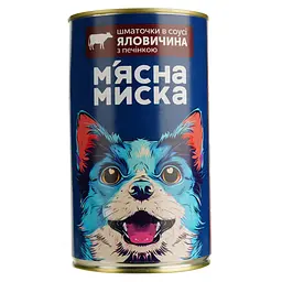 Набір вологого корму для собак М'ясна миска шматочки в соусі з яловичиною та печінкою 6 шт x 1.24 кг - мініатюра 2