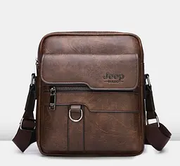 Сумка чоловіча через плече планшет темно-коричнева повсякденна Jeep (722К)