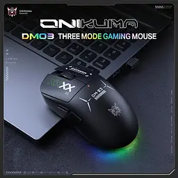 Комп'ютерна мишка Onikuma з RGB підсвіткою 12000 DPI 3 режими підключення Bluetooth / 2.4GHz / дротове - мініатюра 2