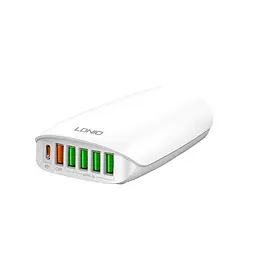 Зарядний пристрій адаптер 6 портів Ldnio A6573C 5 USB + 1 Type-C 65 ВТ - мініатюра 2