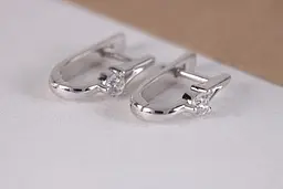 Сережки з білого золота з діамантами S-0071 - мініатюра 6