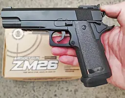 Дитячий пістолет на кульках 6 мм ZM26 металевий airsoft іграшка стріляюча BB 18 см - мініатюра 4