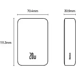 Портативна батарея Baseus Magnetic Mini Wireless Fast Charge 20000 mAh 20W PPCX150002 White - мініатюра 6