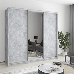 Шафа-купе тридверна MebelStar Стандарт AL 2ДСП/Дзеркало 220x45x210 см Бетон (MBS-2942)