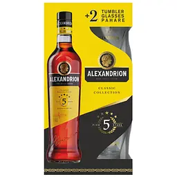 Уцінка. Міцний алкогольний напій Alexandrion 5 зірок 37.5% 0.7 л + 2 склянки 