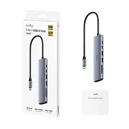 USB-C хаб 7-в-1 Cudy UH407 HDMI 4K@60Hz, 2 USB-A, 2 USB-C, SD-card, TF-card (73-00672) - мініатюра 2
