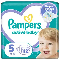 Дитячі одноразові пiдгузники Pampers Active Baby Junior розмір 5 (11-16 кг) 112 шт.