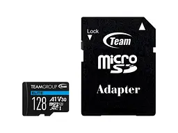 Карта памяти Elite microSDXC UHS-I (U3) V30 A1 + SD-адаптер 128 GB (TEAUSDX128GIV30A103)
