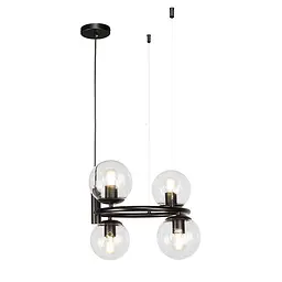 Люстра стельова Levistella 7521011-4 BK+CL, E27, чорний метал + прозорі плафони, сучасний стиль для дому - мініатюра 2