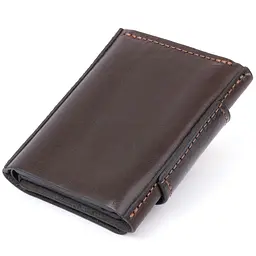 Портмоне вертикальне з хлястиком на магніті на одне відділення Grande Pelle 11305 коричневе - мініатюра 6